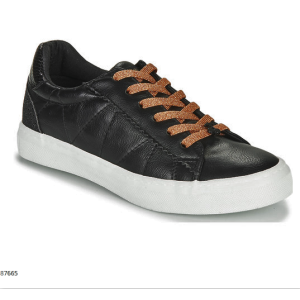 basket femme Talon plat Semelle épaisse blanche Faux cuir souple Le temps des cerises VIC coloris noir