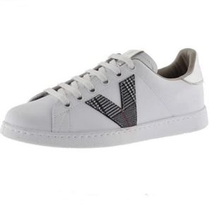 Tennis femme Lacet semelle plate Cuir blanc Basket dame logo prince de Galles VICTORIA 1125216